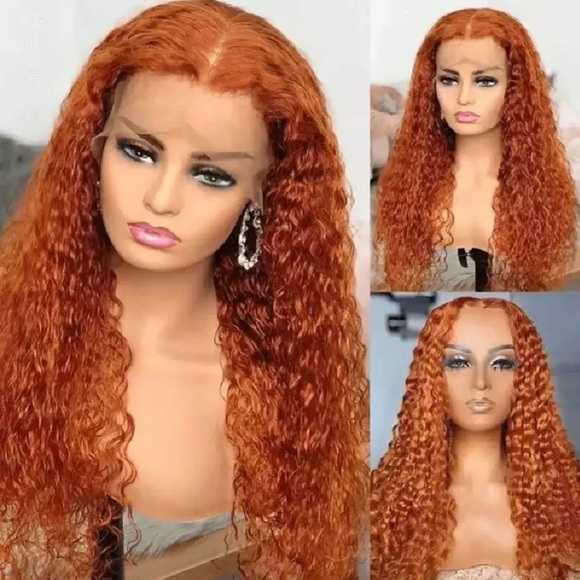 Human hair customized wig, 24 inches ginger color 13x4...